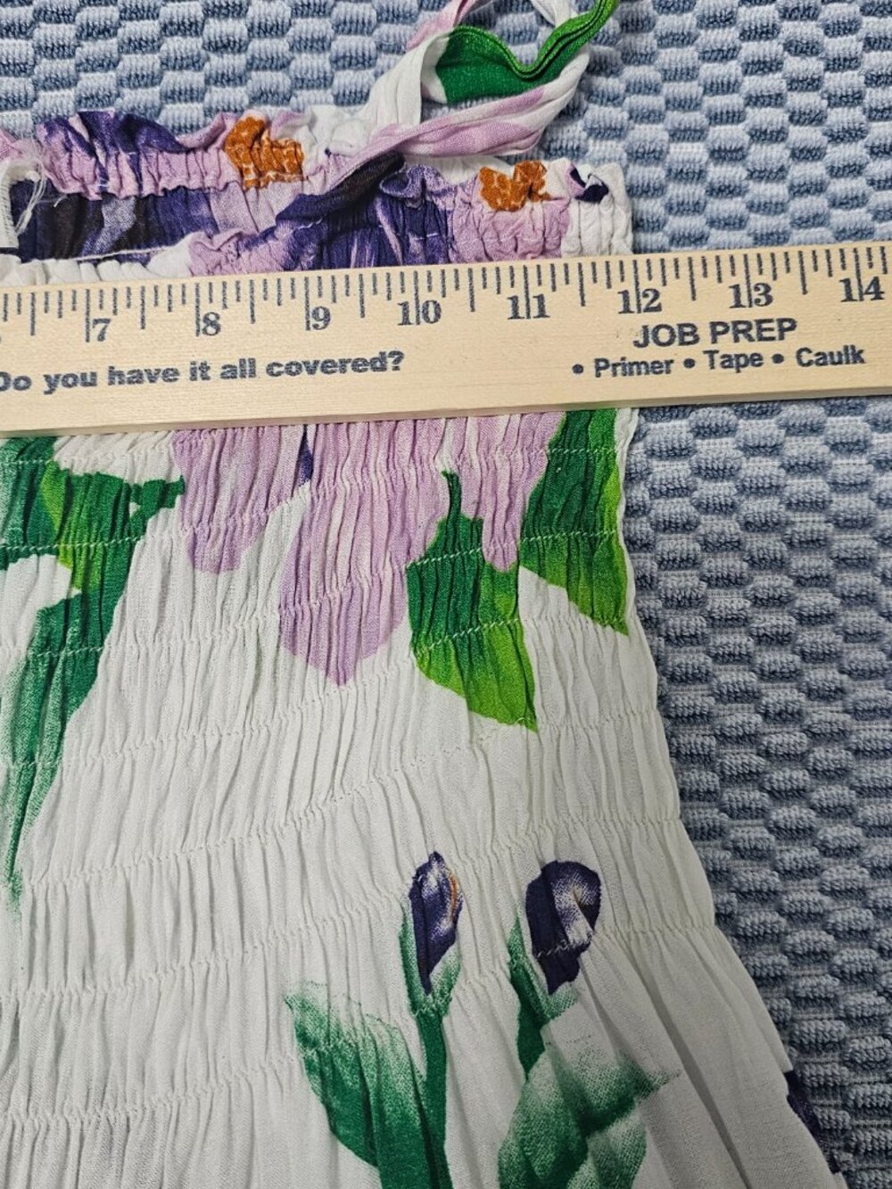 Unbranded Floral White Purple Smoched Elastic Tie Shoulder Strap Dress - Size S - Picture 4 of 5